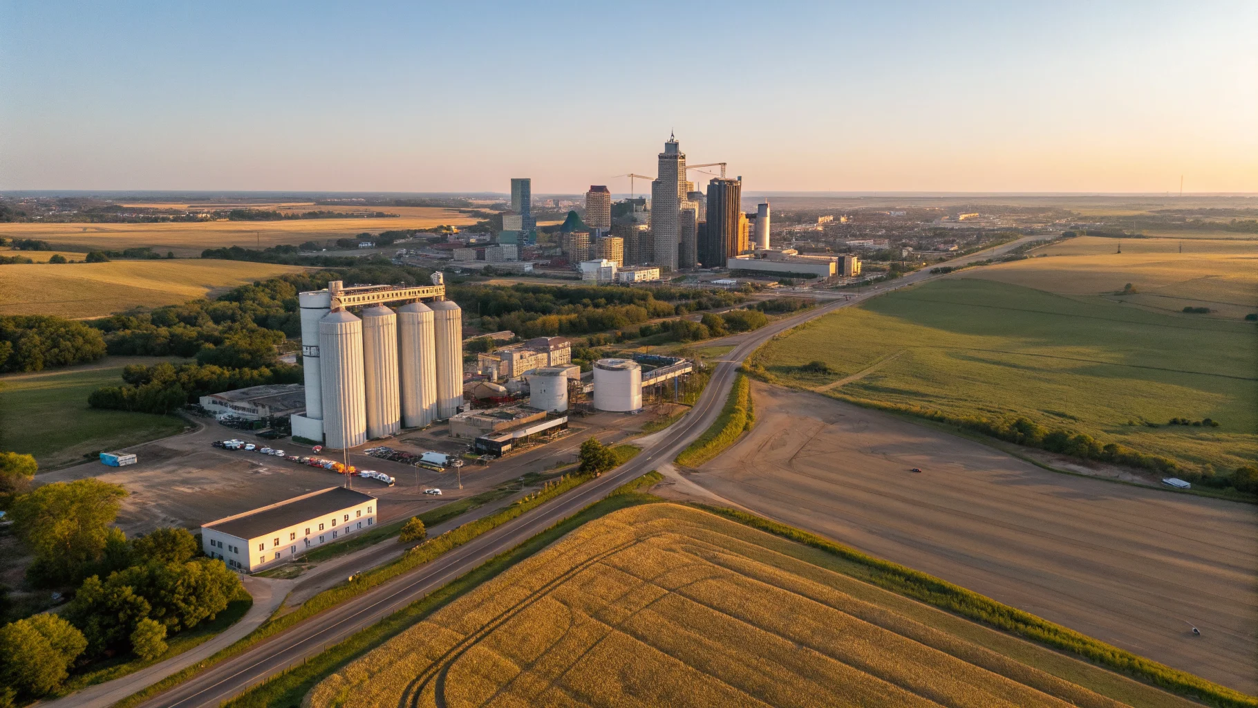 Aerial view of Aberdeen, SD showing the local landscape and terrain relevant to aerial imaging operations