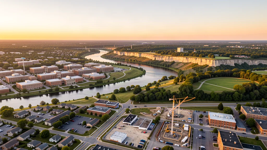Aerial view of Cedar Falls, IA showing the local landscape and terrain relevant to aerial imaging operations