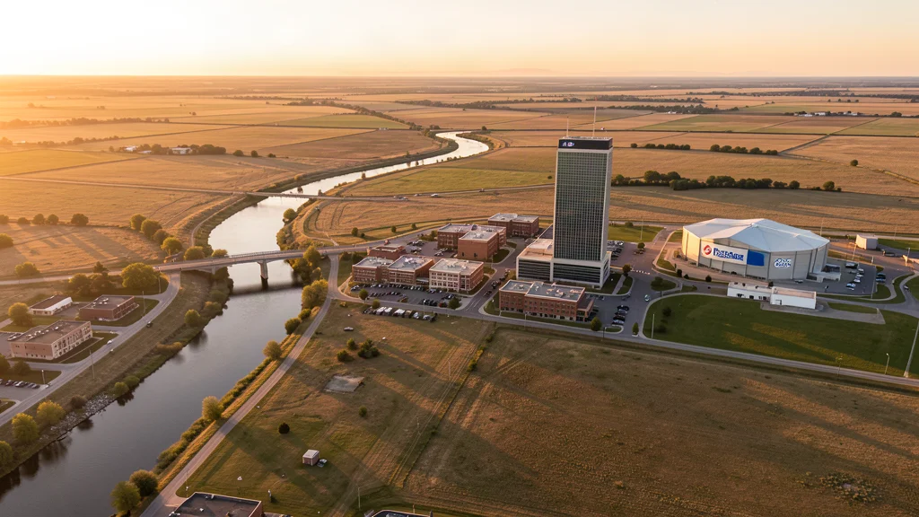 Aerial view of Cedar Rapids, IA showing the local landscape and terrain relevant to aerial imaging operations
