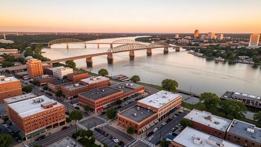 Aerial view of Covington, KY showing the local landscape and terrain relevant to aerial imaging operations