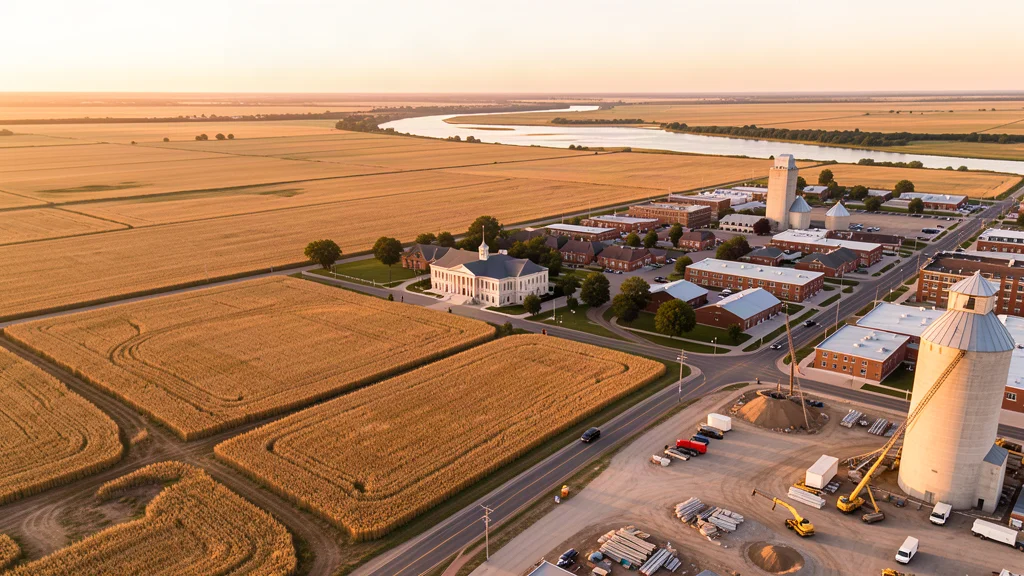 Aerial view of Jamestown, ND showing the local landscape and terrain relevant to aerial imaging operations