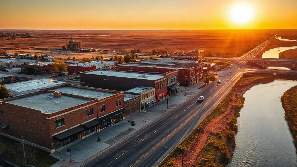 Aerial view of Mandan, ND showing the local landscape and terrain relevant to aerial imaging operations