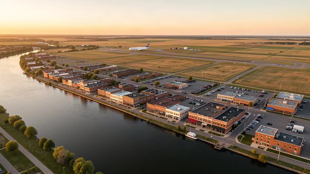 Aerial view of Minot, ND showing the local landscape and terrain relevant to aerial imaging operations