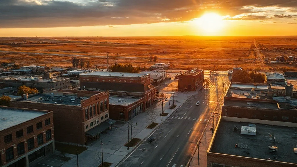 Aerial view of Mitchell, SD showing the local landscape and terrain relevant to aerial imaging operations