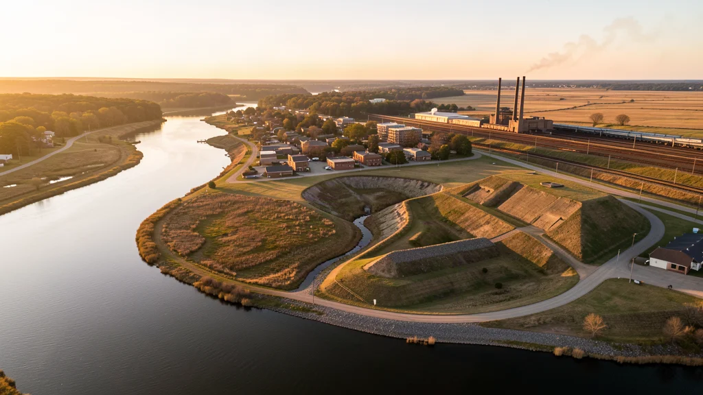 Aerial view of Moundsville, WV showing the local landscape and terrain relevant to aerial imaging operations