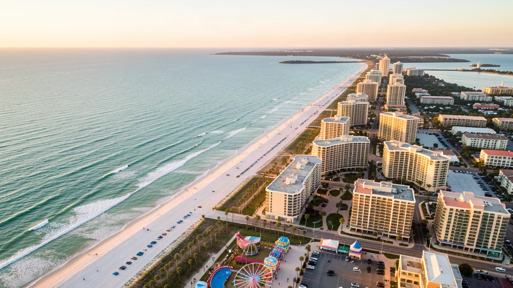 Aerial view of Myrtle Beach, SC showing the local landscape and terrain relevant to aerial imaging operations