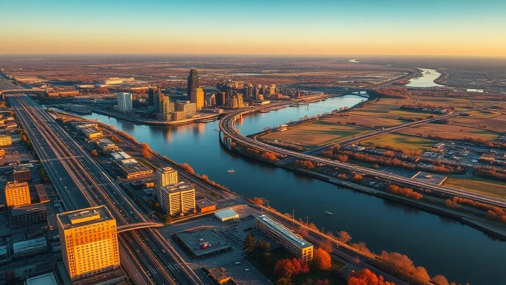 Aerial view of Newark, OH showing the local landscape and terrain relevant to aerial imaging operations