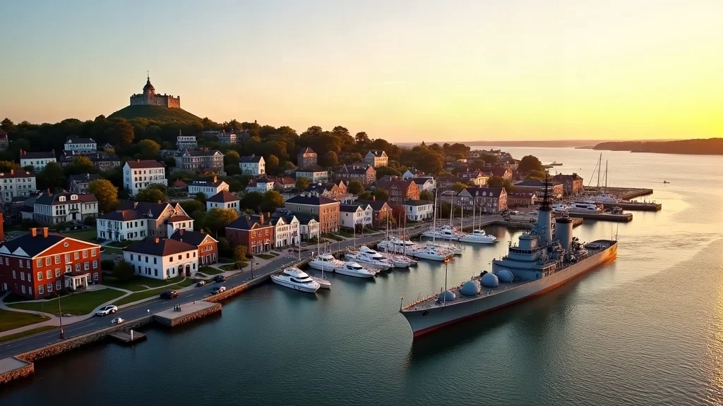 Aerial view of Newport, RI showing the local landscape and terrain relevant to aerial imaging operations