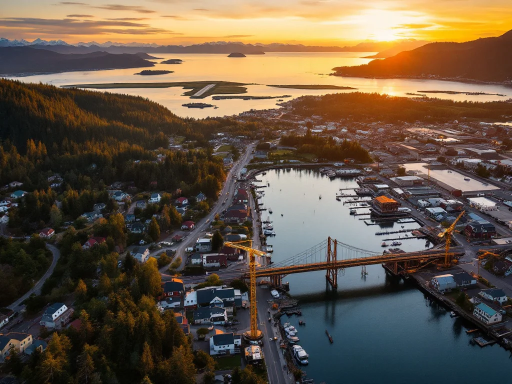 Aerial view of Sitka, AK showing the local landscape and terrain relevant to aerial imaging operations
