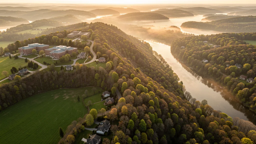 Aerial view of Spring Ridge, PA showing the local landscape and terrain relevant to aerial imaging operations