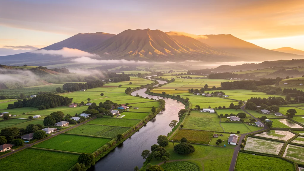 Aerial view of Waimea, HI showing the local landscape and terrain relevant to aerial imaging operations
