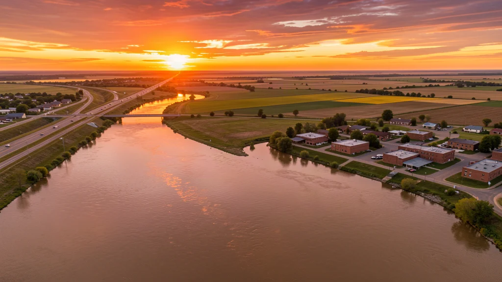 Aerial view of Yankton, SD showing the local landscape and terrain relevant to aerial imaging operations