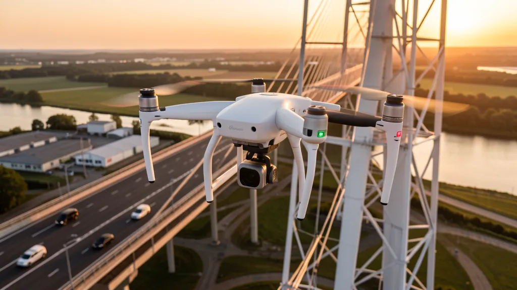 Drone conducting drone inspection in Manteca, California — professional aerial mapping services