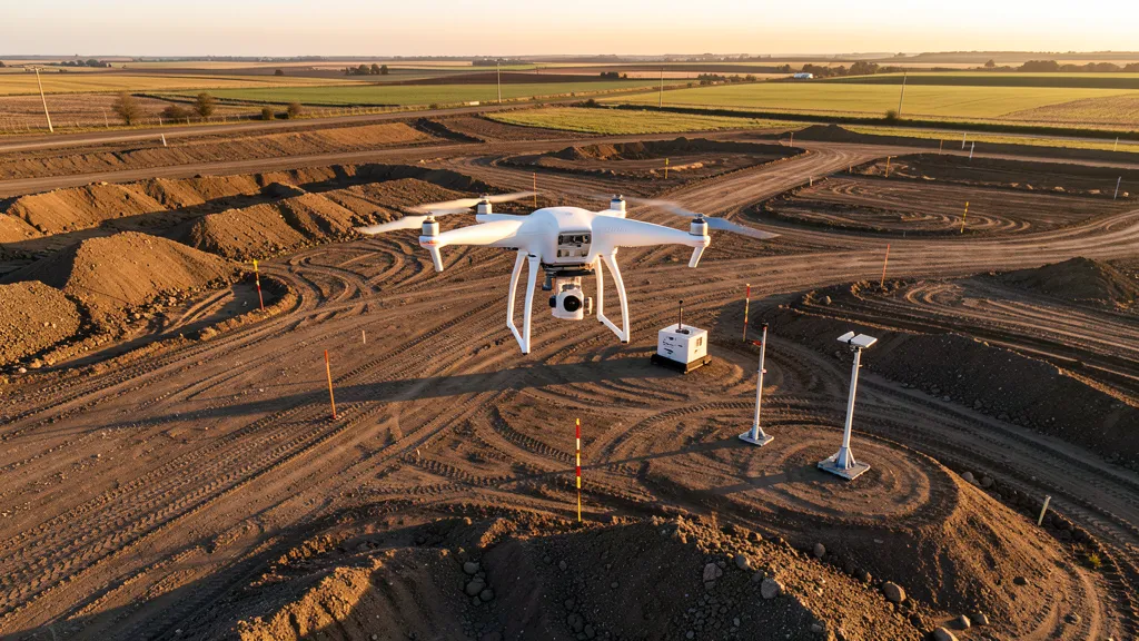 Drone conducting topographic data collection in Georgetown, Texas — professional aerial mapping services